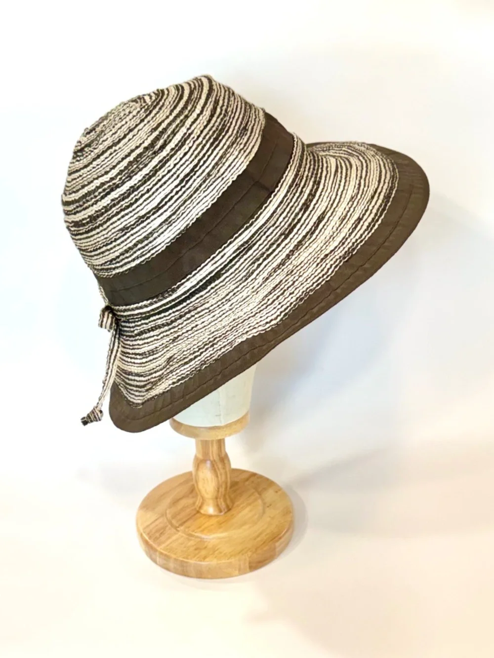 Woman's Brown & White Woven Hat from John Callanan Resort Millinery Collection